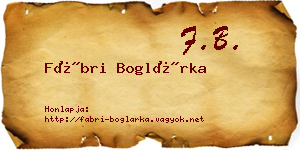 Fábri Boglárka névjegykártya